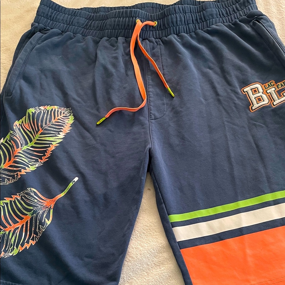 Blac Leaf Jersey Shorts Size 3XL 3 Pockets Adjustable Waist Cotton/Poly Blue